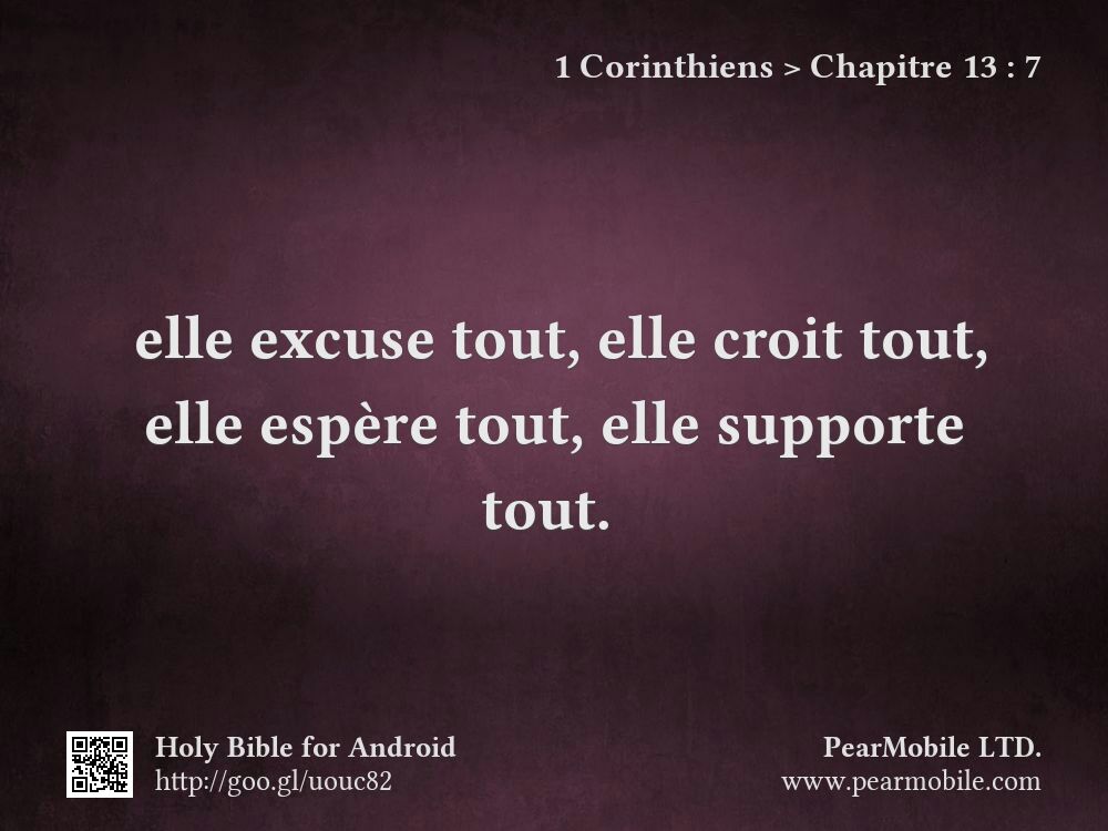 1 Corinthiens, Chapitre 13:7